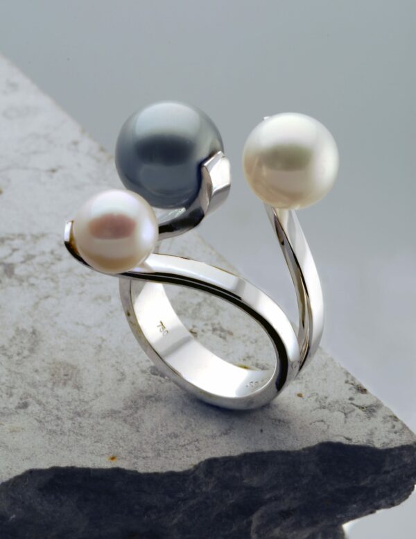 Bague Boogie Perles de Tahiti et Or Gris