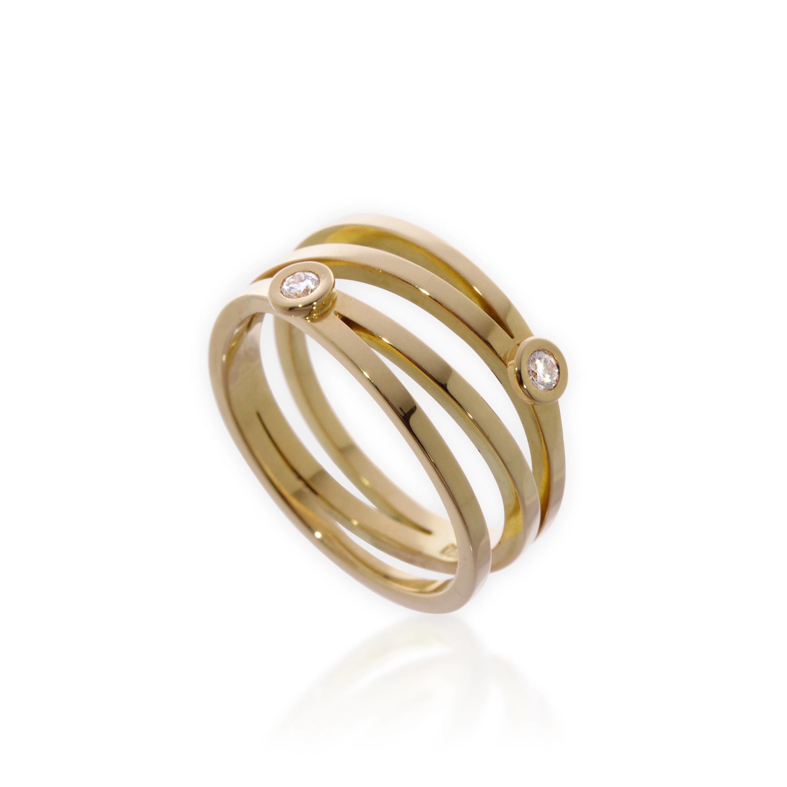 Bague Destin Croisé Diamants et Or Jaune