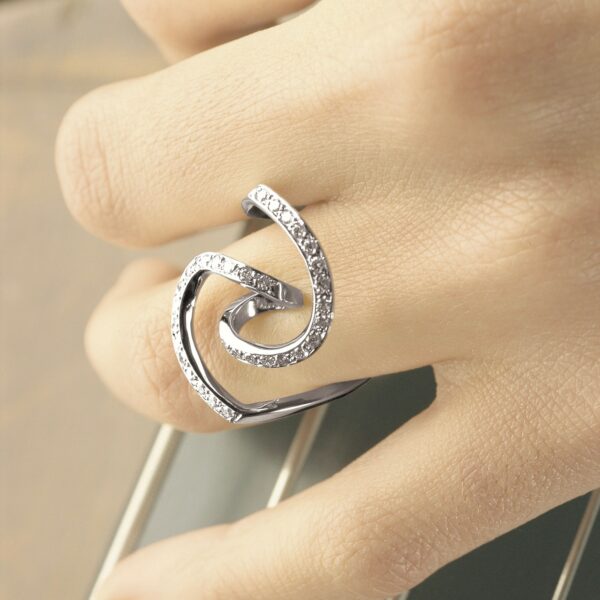 Bague Valse Or Gris et Diamants