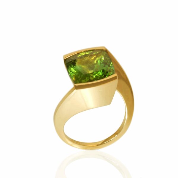 Bague de Foi Tourmaline Verte et Or Jaune