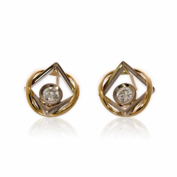 Boucles d'Oreilles d'Union Or Jaune Or Gris Diamants