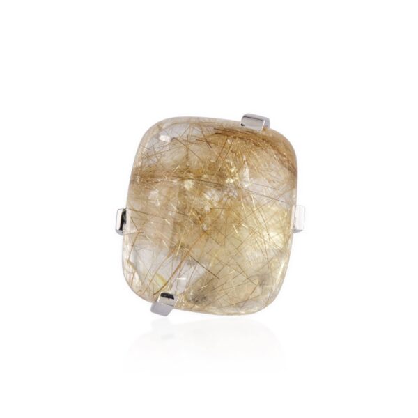 Bague Quartz Rutile et Or Gris Tout un Foin