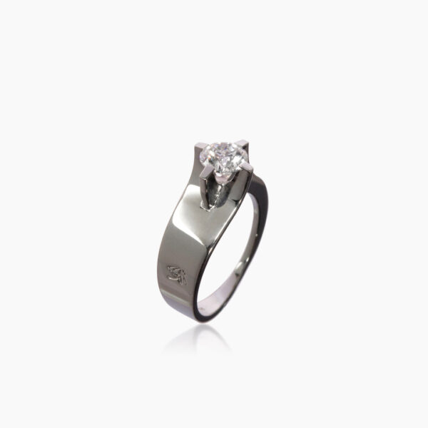 Bague Croisée Solitaire Diamant et Or Gris