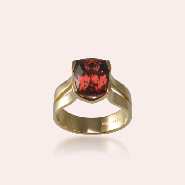 Bague Graal Tourmaline Rouge et Or Jaune