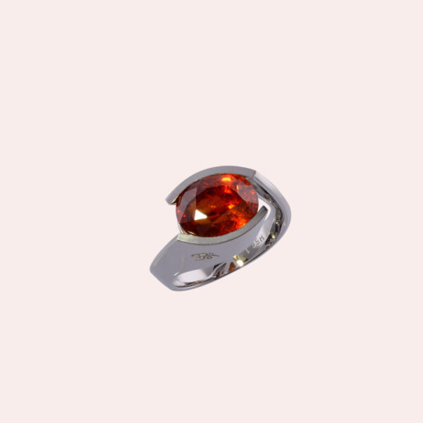 Bague de Foi Grenat Mandarin et Or Gris