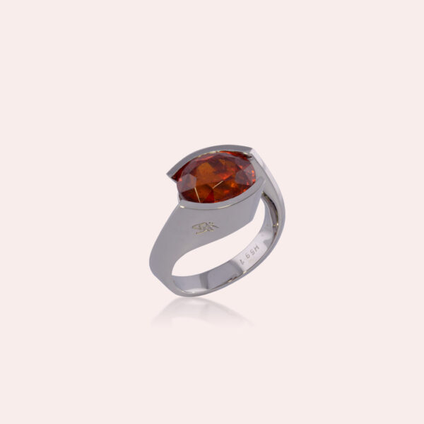 Bague de Foi Grenat Mandarin et Or Gris