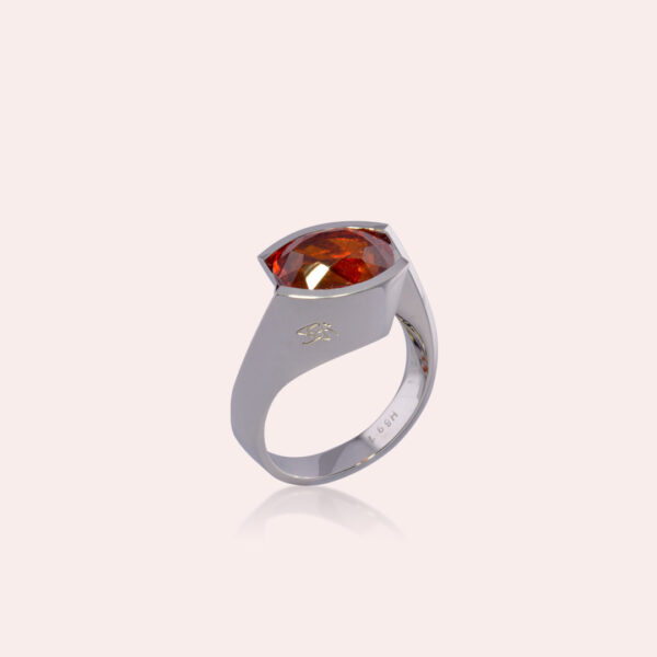 Bague de Foi Grenat Mandarin et Or Gris