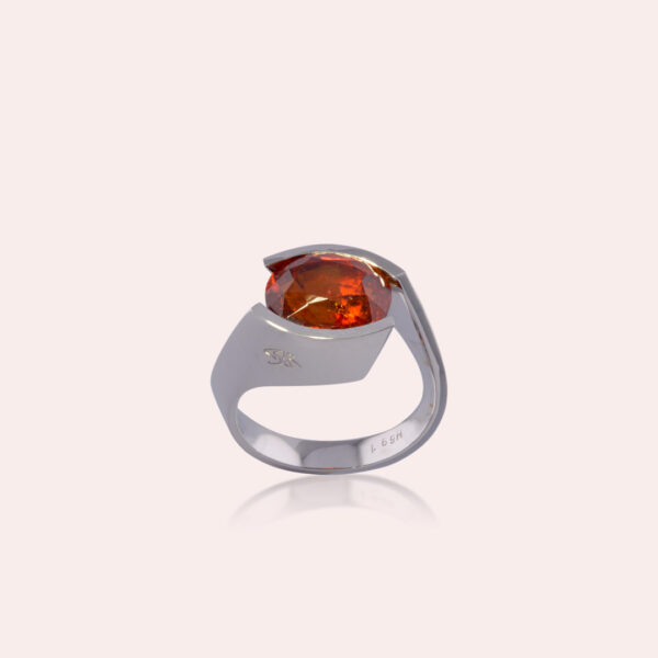 Bague de Foi Grenat Mandarin et Or Gris