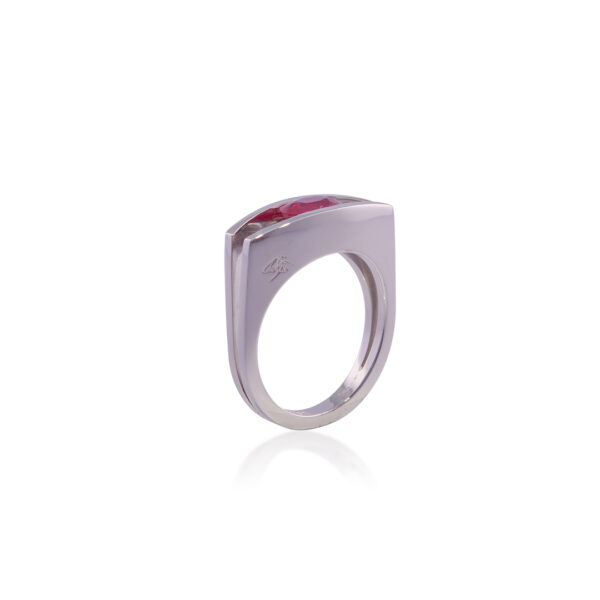 Bague Double Silhouette Rubis et Or Gris