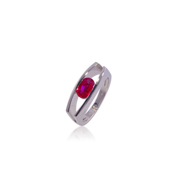 Double Silhouette White Gold and Ruby Ring