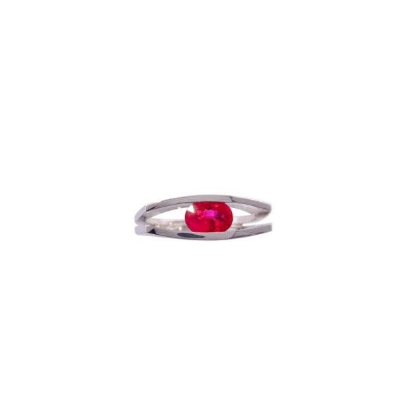 Bague Double Silhouette Rubis et Or Gris
