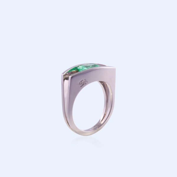 Bague Double Silhouette Tourmaline Paraïba et Or Gris