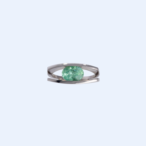 Bague Double Silhouette Tourmaline Paraïba et Or Gris