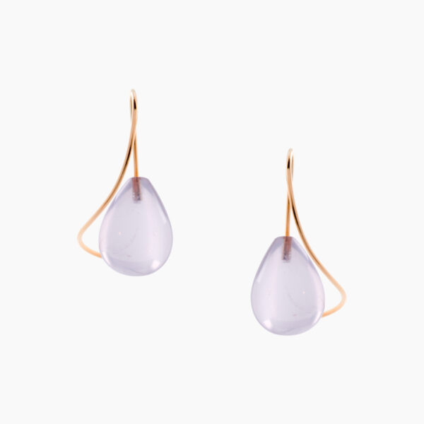Boucles d'Oreilles Swing Quartz Rose et Or Jaune