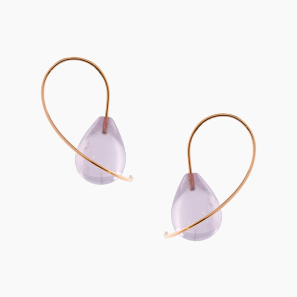 Boucles d'Oreilles Swing Quartz Rose et Or Jaune