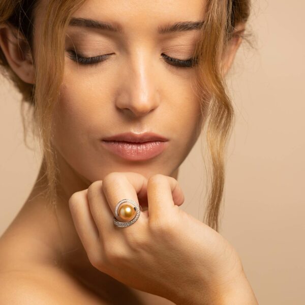 Bague Surya Perle Gold Diamants et Or Gris