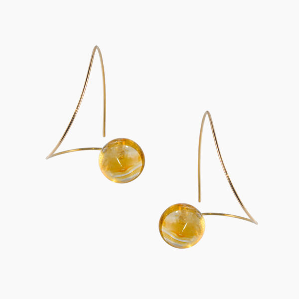 Boucles Oreilles Lhasso Citrine et Or Jaune