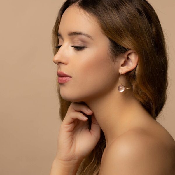 Boucles d'Oreilles Lhasso Quartz Rose