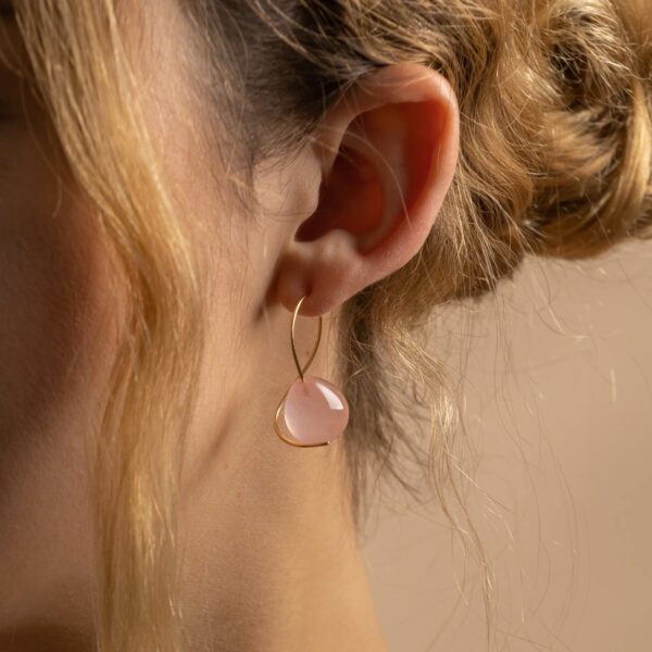 Boucles d'Oreilles Swing Quartz Rose