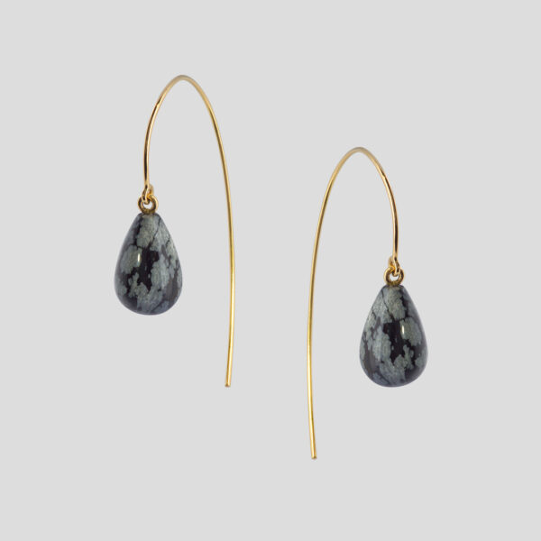 Boucles d'Oreilles Virgule C Obsidienne Flocons