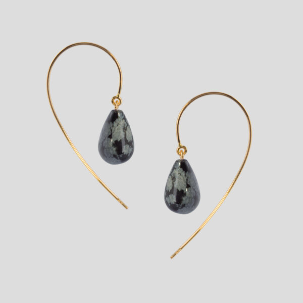 Boucles d'Oreilles Virgule C Obsidienne Flocons