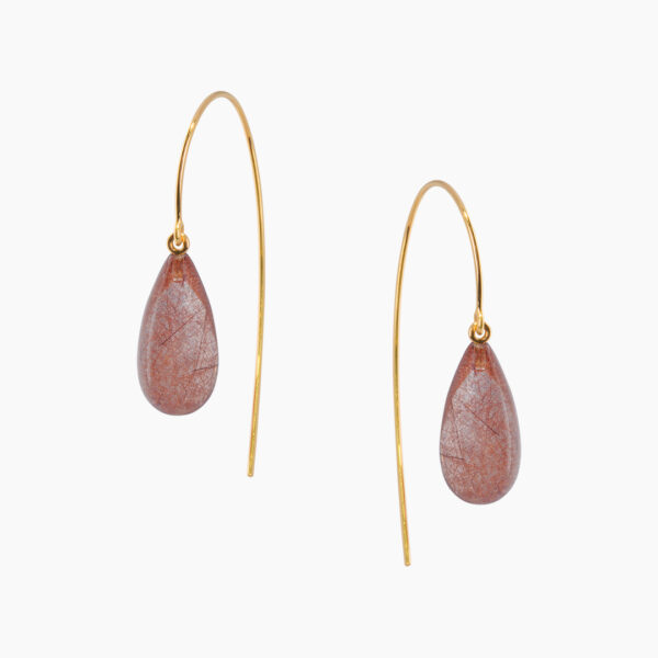 Boucles d'Oreilles Virgule C Rutile Rouge