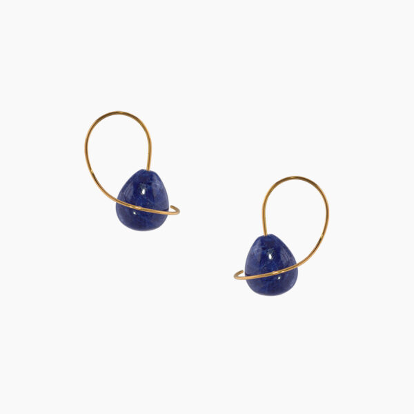 Boucles d'Oreilles Swing Sodalite et Or Jaune