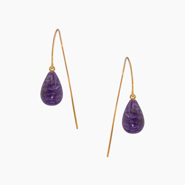 Boucles d'Oreilles Virgule C Charoïte