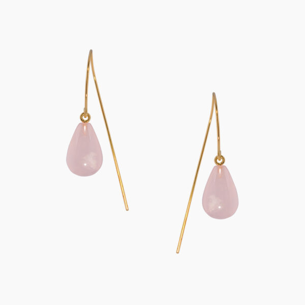 Boucles d'Oreilles Virgule C Quartz Rose Or Jaune