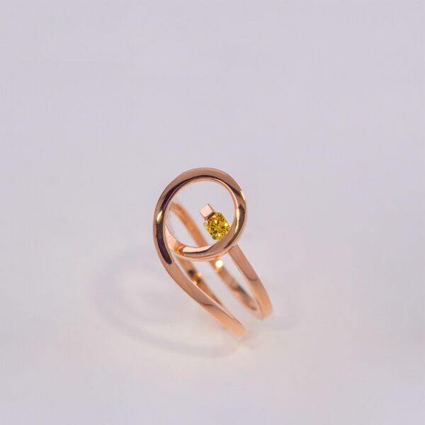 Bague Diamant Jaune Or Rouge Rose