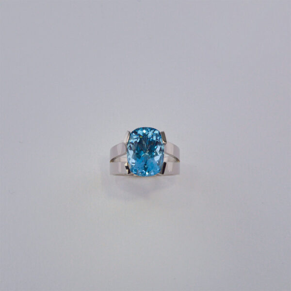 Bague Graal Aigue-Marine et Or Gris
