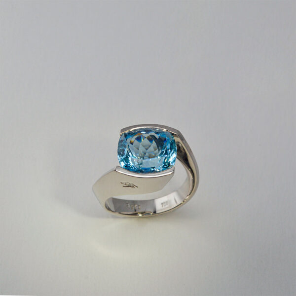 Bague de Foi Or Blanc Aigue Marine